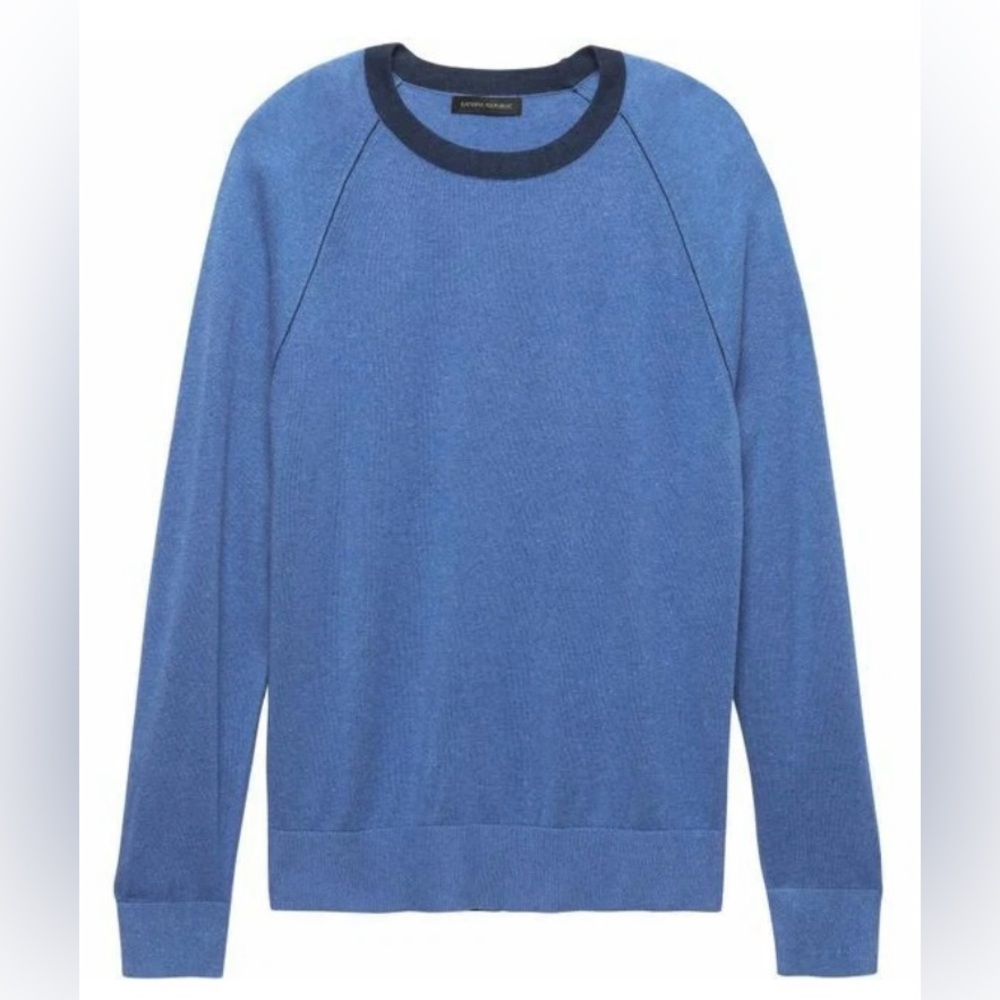 Banana Republic Silk-Linen Contrast Collar Blue Sweater, size XL, EXCELLENT